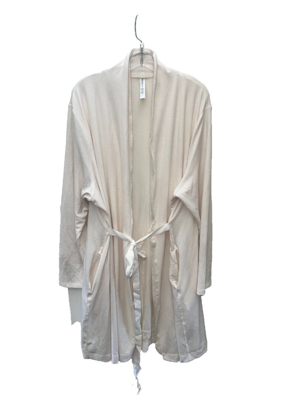 Athleta Woman Cream Color Belted Robe Plus Size 2X Long Sleeve Pockets Lined
